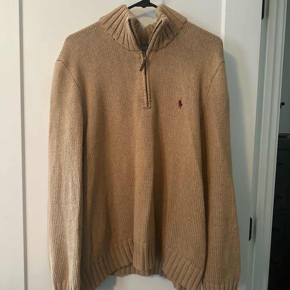 Ralph Lauren Men's Beige Zip-Up Sweater